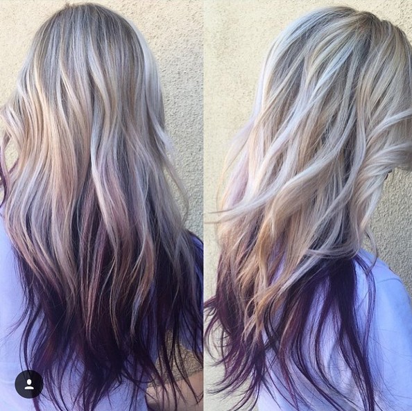 Purple Ombre peinado con el pelo largo en capas - Ombre Balayage peinados